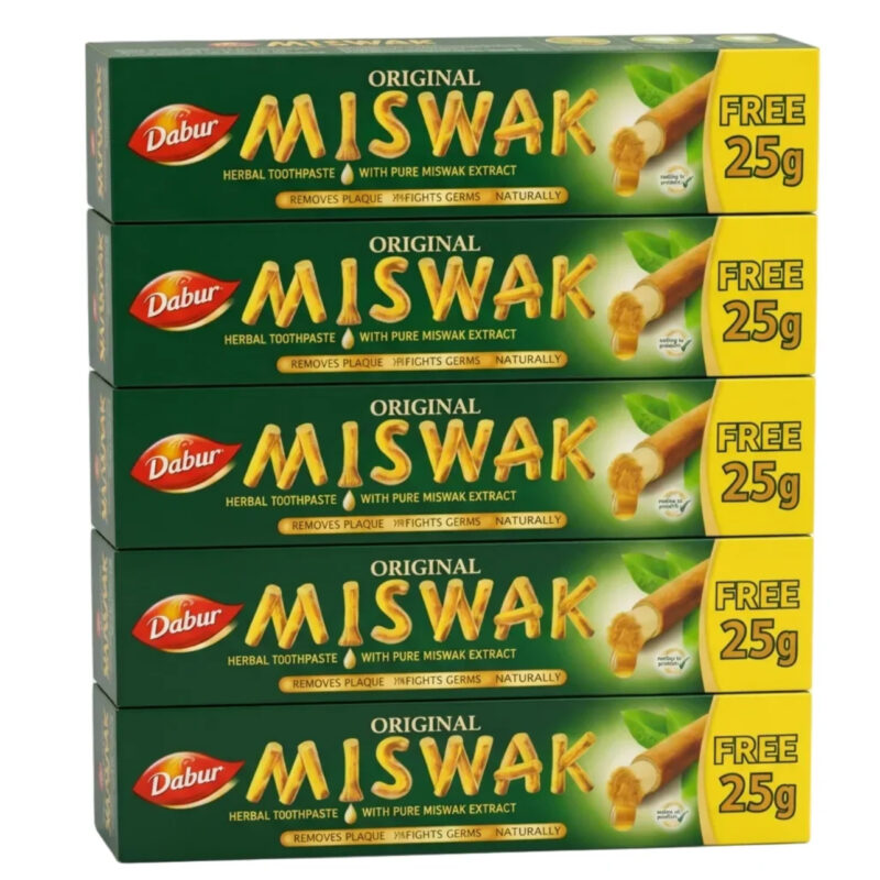 Dentifrice Miswak Dabur Sans Fluor – Lot de 5 x 75 g
